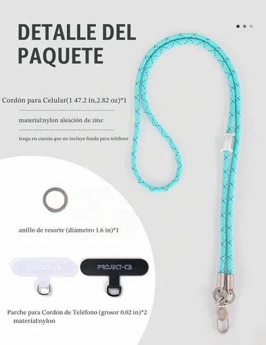 Vista 7 de 1 cordón para teléfono, 2 lengüetas para teléfono, cordones para teléfono celular alrededor del cuello, cordón de cuerda, correa universal ajustable