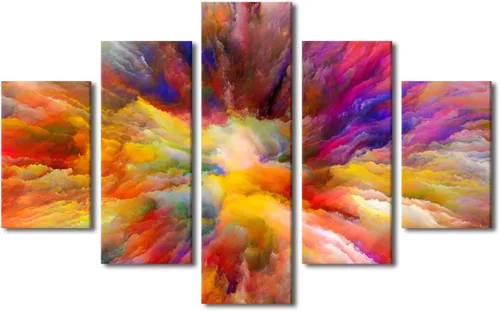 Vista 79 de Pintura en lienzo colorida para sala de estar, 5 paneles, impresiones abstractas sobre lienzo, arte de pared para sala de estar, dormitorio