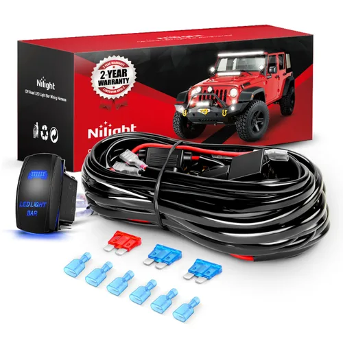 Vista 11 de Nilight Kit de arnés de cableado de barra de luz LED Off Road Interruptor Arnés de cableado 16AWG - 2 cables con telar de alambre de nailon