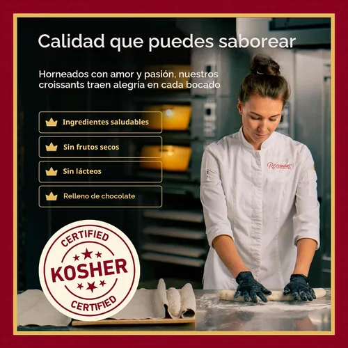 Vista 4 de Chocolate Rugelach Mini croissants sin lácteos, sin nueces, con certificación OU Kosher, pastelería para el desayuno, aperitivo de café y té
