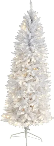 Vista 11 de Nearly Natural Árbol de Navidad artificial negro de 4 pies con 170 luces LED transparentes