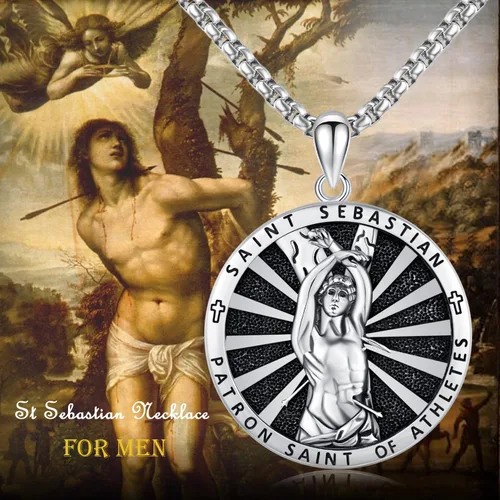 Vista 7 de Collar con medalla de San Patrón, plata de ley 925, collar con colgante de protección, joyería católica, regalos para hombres y mujeres