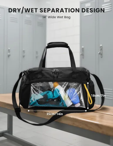 Vista 3 de SKYSPER Bolsa de gimnasio para hombres y mujeres con compartimento para zapatos, bolsa de lona de gimnasio de mano para viajes y deportes, bolsa