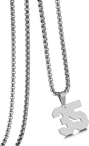 Vista 140 de Collar de Número Dorado para Hombre, Cadena de Acero Inoxidable con Colgante de Número para Atletas, Joyería Deportiva Personalizada para Niños