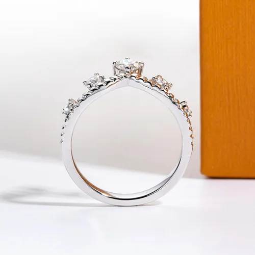 Vista 7 de Anillos de eternidad de moissanita, anillos de boda, color D, claridad VVS1, redondo, corte brillante, plata de ley 925, 56 piedras, anillos