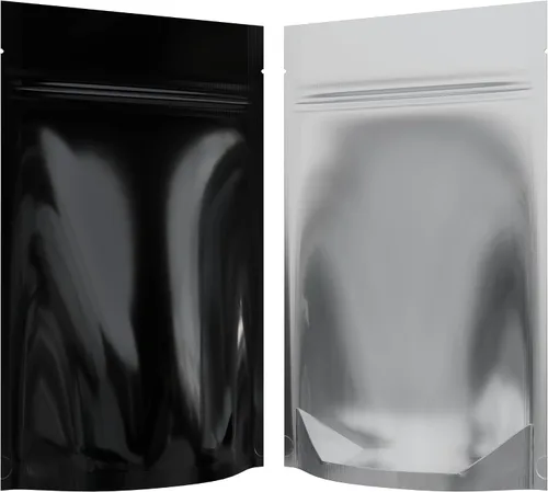 Vista 39 de Bolsas de barrera estilo Mylar – Cremallera con sellado térmico – 100 bolsas (negro brillante/transparente, 0.04 oz - 3 x 4.5 pulgadas)