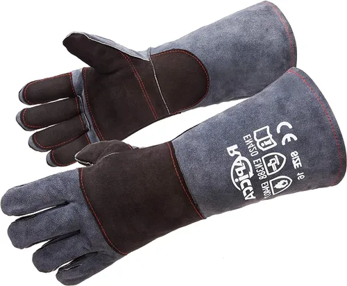 Vista 11 de RAPICCA 14.0 pulgadas, 662 ℉ de cuero forja/Mig/Stick soldadura resistente al calor/fuego, guantes para horno, parrilla, chimenea, horno, estufa