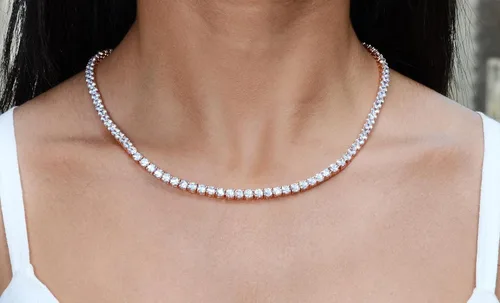 Vista 2 de NYC Sterling Collar de tenis con circonita cúbica redonda de 0157in para mujer Circonia cúbica