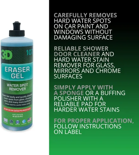 Vista 6 de 3D Eraser Gel Removedor de manchas de agua en gel – Fórmula de gel ácido para manchas de agua dura y depósitos minerales – Seguro para pintura