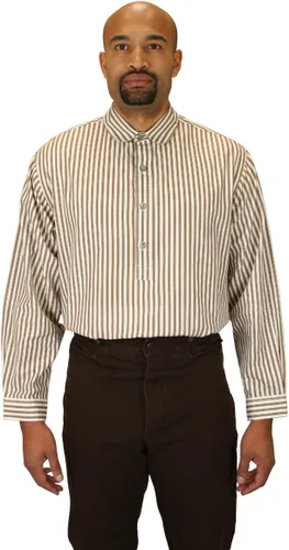 Vista 6 de Historical Emporium Camisa de vestir de algodón con cuello de club banquero para hombre, recreación formal del disfraz del período victoriano Negro