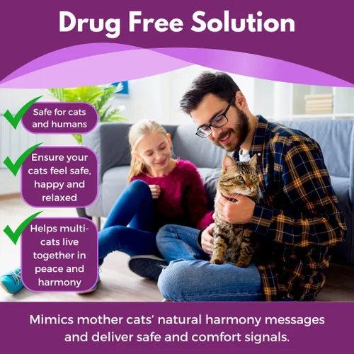 Vista 2 de Difusor de feromonas calmante para gatos, 1 cabezal difusor y 2 recambios durante 60 días, productos esenciales para aliviar la ansiedad para gatos
