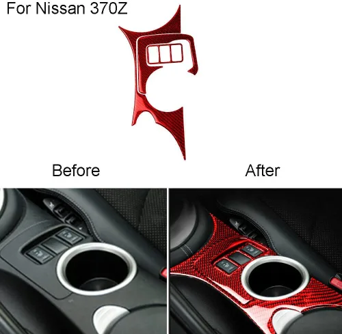 Vista 4 de Coche 12 piezas de fibra de carbono rojo completo interior conjunto cubierta Trim Strip para Nissan 370Z 2009-2020
