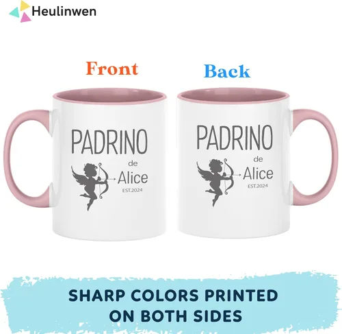Vista 2 de Padrinos De Bautizo Propuesta Set 2 Tazas Café 11 oz, Quieres Ser Mi Madrina est 2024, Regalo de propuesta de padrinos, para Niño, Niña, Padrinos