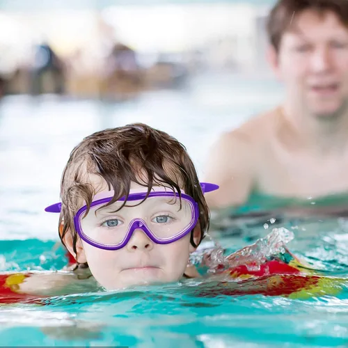 Vista 7 de KAILIMENG Gafas de natación para niños, paquete de 2 gafas de natación para edades de 3 a 15 años, antivaho y anti-rayos UV Cear de visión amplia
