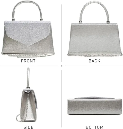 Vista 3 de Dasein Bolso de noche para mujer, embragues de fiesta, bolsos de boda, cóctel, baile de graduación, bolsos con purpurina esmerilada