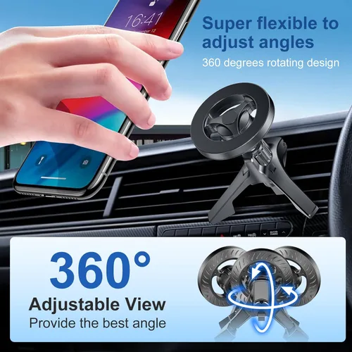 Vista 5 de Magsafe - Soporte para automóvil - 20 súper imanes, soporte magnético universal para teléfono para iPhone serie 12-16 y fundas MagSafe