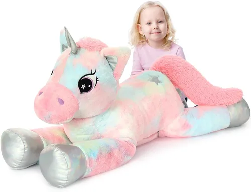 Vista 23 de BENINY Juguete de Peluche Grande de Ajolote Azul, Animal de Peluche Gigante de Ajolote de 39", Juguetes Grandes Regalo para Niñas Niños, Almohada