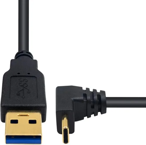 Vista 3 de Poyiccot - Cable de 90 grados tipo C, medidas: 1 metro/3.3 pies, USB 3.0 (tipo A) macho a USB 3.1 C (tipo C) macho, ángulo de sincronización hacia