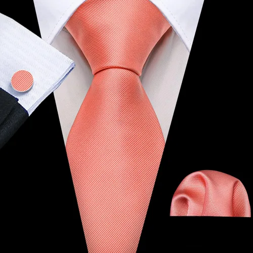 Vista 154 de Barry.Wang Juego de corbatas a cuadros para hombre con pañuelo gemelos de rayas clásicas
