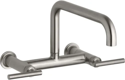 Vista 12 de KOHLER Purist Grifo de fregadero de cocina de dos agujeros para montaje en pared con boquilla de 13-7/8 pulgadas, negro mate