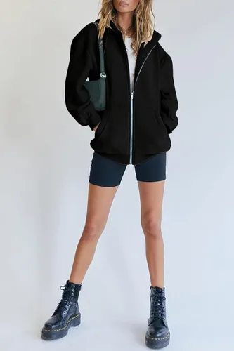 Vista 4 de Women's Cute Hoodies Teen Girl Fall Jacket Oversized Sweatshirts Casual Drawstring Clothes Zip Up Y2K Hoodie with Pocket