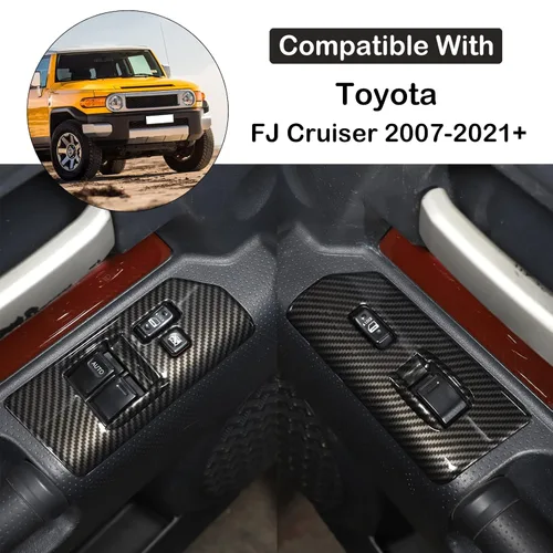 Vista 3 de Aunginsy Cubierta de panel de botón de elevación de vidrio para ventana de puerta, compatible con Toyota FJ Cruiser 2007-2021 para el reposabrazos