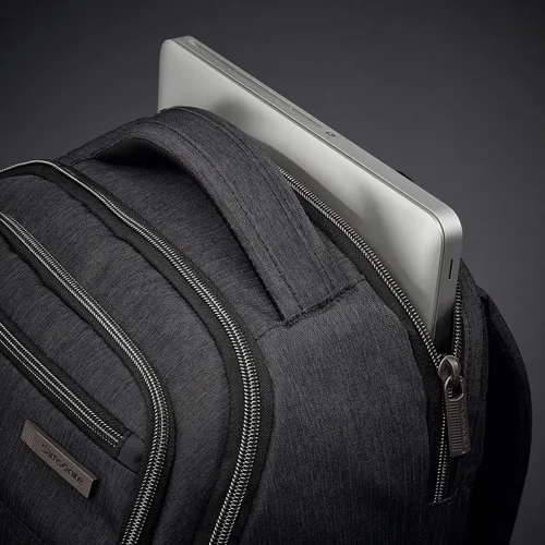 Vista 4 de Samsonite Modern Utility Double Shot mochila para laptop, Gris carbón jaspeado, Tamaño único
