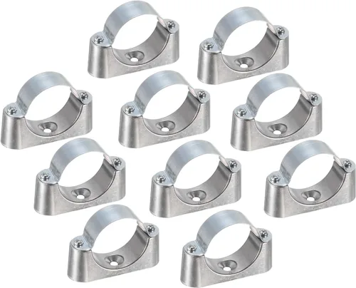 Vista 8 de UXCELL Paquete de 10 soportes de tubo - Abrazaderas para tubos de metal de 0.630 in de diámetro exterior, soportes de pared y techo