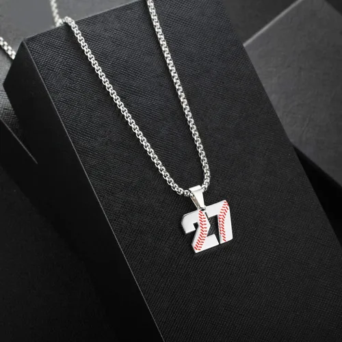 Vista 4 de TLIWWF - Collar con dije de número de camiseta de béisbol de acero inoxidable para niños y hombres