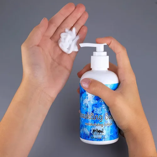 Vista 2 de Primal Elements Crema de manos y cuerpo Loción de manteca de karité, 8 onzas, azúcar espumoso