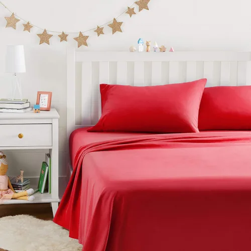 Vista 34 de Amazon Basics Juego de sábanas para niños de microfibra ligera, suave y fácil de lavar, 3 piezas, tamaño Twin, Aqua brillante, diseño sólido
