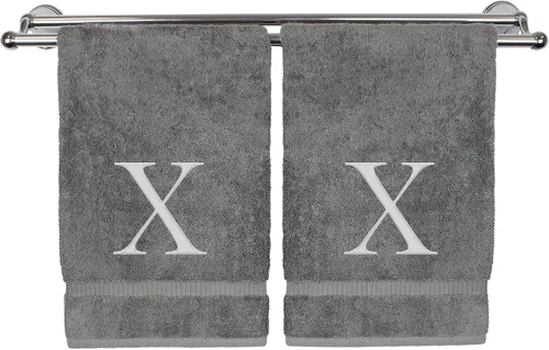 Vista 68 de Toalla de mano monogramada, regalo personalizado, juego de 2 - Toalla bordada con letra de bloque dorada - Extra absorbente 100% algodón turco