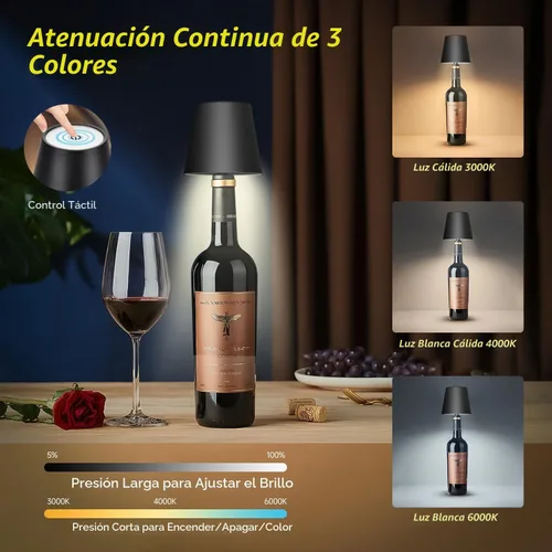 Vista 2 de 2025 Nueva Lámpara Inalámbrica para Botellas - Luces LED para Botellas de Licor y Vino, Pantalla Inalámbrica, Luz Superior para Botella de Whisky