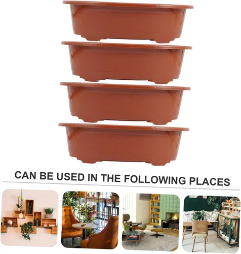 Vista 2 de HANABASS 4 macetas de plástico para decoración de habitación, macetas de jardín para interiores y exteriores, bonsái, macetas de plástico