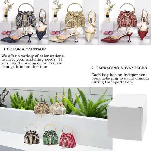 Vista 6 de Bolso de noche con diamantes brillantes para mujer, bolso de mano con diamantes de imitación para fiesta, baile de graduación, cóctel