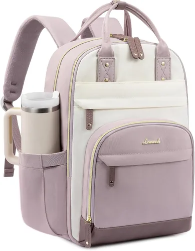 Vista 7 de LOVEVOOK Mochila para mujer, mochila para laptop de 15.6 pulgadas, mochilas escolares, bolsa antirrobo, bolsa antirrobo impermeable, para beige