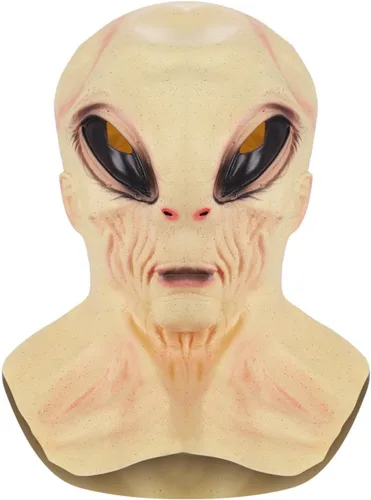 Vista 9 de Máscara de alienígena de cabeza completa para Halloween, terrorífico accesorio de disfraz de látex para eventos embrujados Am.07