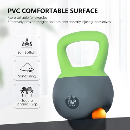 Vista 3 de ENERGI CORE Pesa rusa - Peso relleno de arena para entrenamientos de gimnasio en casa y entrenamiento de fuerza, campana de ejercicio portátil