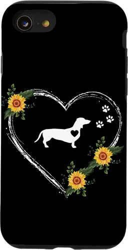 Vista 18 de Dachshund Heartbeat With Paw Prints On Black Case for iPhone 16