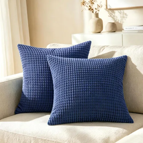 Vista 24 de CaliTime Fundas de Almohada Decorativas Paquete de 2 Cómodas de Pana Acanalada a Rayas Waffle Fundas de Cojines Decorativos para Sofá Cama