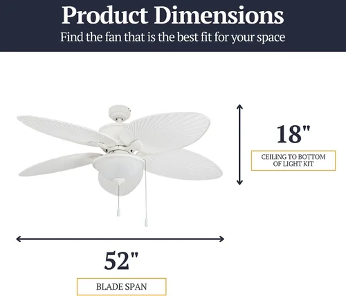 Vista 9 de Prominence Home Solana 80018-01 Ventilador de techo tropical para interiores y exteriores de 52 pulgadas con luz, cadena de tracción, tres opciones