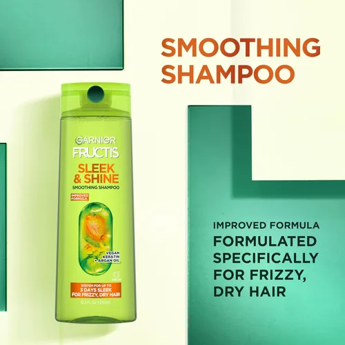 Vista 4 de Garnier Fructis Sleek & Shine Champú, cabello encrespado, seco, inmanejable, 22 onzas líquidas (el embalaje puede variar)
