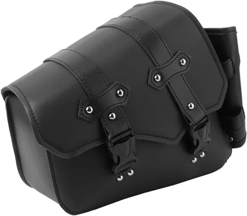 Vista 9 de Homoyoyo Bolsa de brazo oscilante, basculante para motocicletas, basculante de motocicleta con soporte para botella de agua, cuero sintético negro