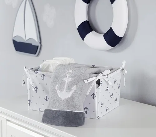 Vista 3 de Nautica Los niños separa almacenamiento de habitación del cuarto del bebé con estampado de ancla/punto, gris