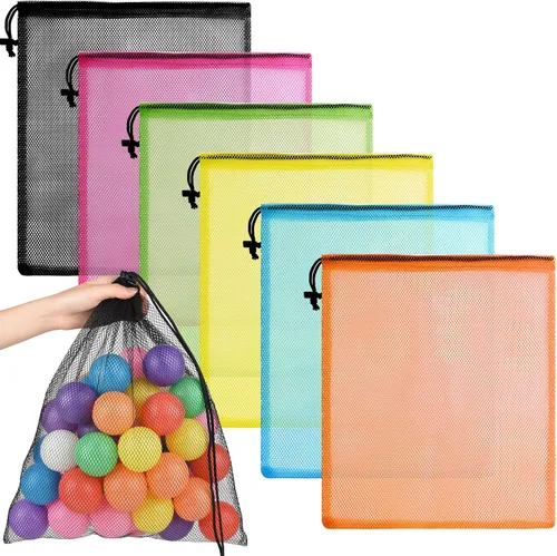 Vista 13 de PLULON Bolsa de malla con cordón, bolsa de almacenamiento de malla con cordón, bolsa de lavandería para gimnasio, nailon para almacenamiento, viajes