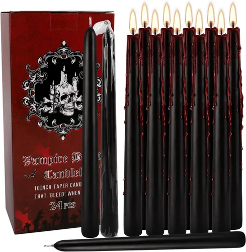 Vista 9 de Juego de 20 velas de pilar negras de 2 pulgadas de ancho x 4 pulgadas de alto, decoración elegante para el hogar, eventos y celebraciones, acabado