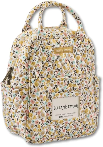 Vista 15 de Bella Taylor Bolsa de almuerzo acolchada de algodón para mujer, apta para alimentos, con forro de PEVA fácil de limpiar, diseño floral burdeos