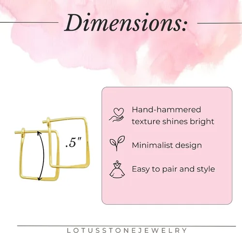 Vista 72 de Aretes de aro finos martillados, elegantes plata esterlina geométrica sólida, relleno de oro y relleno de oro rosa; para mujer por Lotus Stone