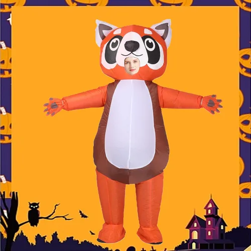 Vista 2 de Disfraz inflable de panda rojo para Halloween, de cuerpo completo, disfraz de animal para cosplay, para mujeres y hombres, fiesta de cosplay