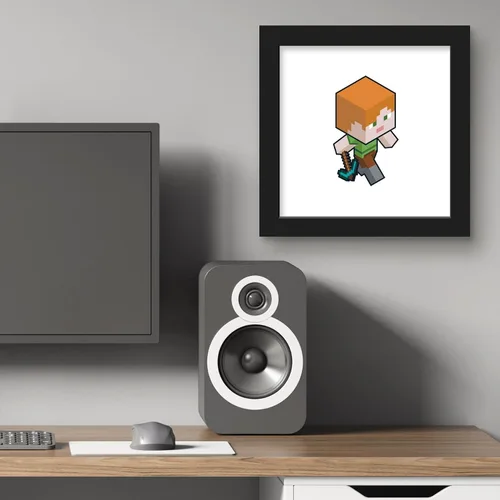 Vista 5 de Trends International Gallery Pops Minecraft - Arte isométrico de Alex para pared, versión enmarcada negra, 12 x 12 pulgadas